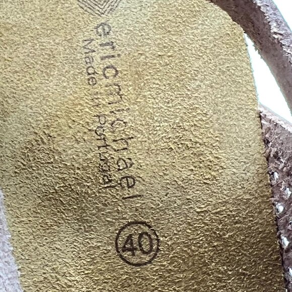 Eric Michael Womens Size 40 EU 9.5 US Taupe Perf Leather ‎ Wedges Sandals Shoes - Picture 14 of 14